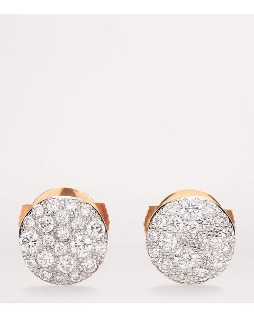 Pomellato White Rose And Diamond Sabbia Stud Earrings