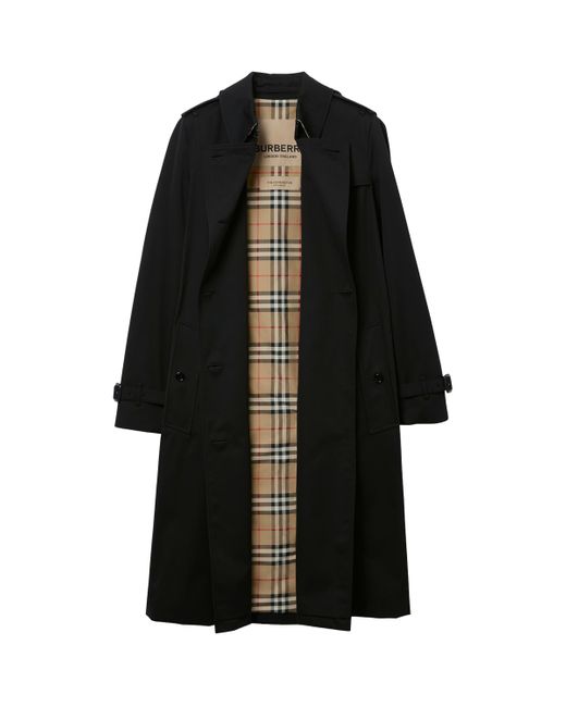 Burberry Black Gabardine Kensington Long Trench Coat