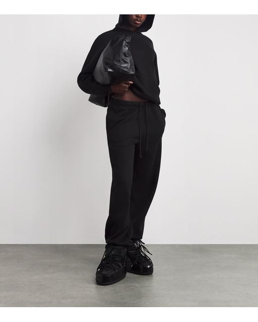 Skims Black Cotton-Blend Fleece Straight Sweatpants