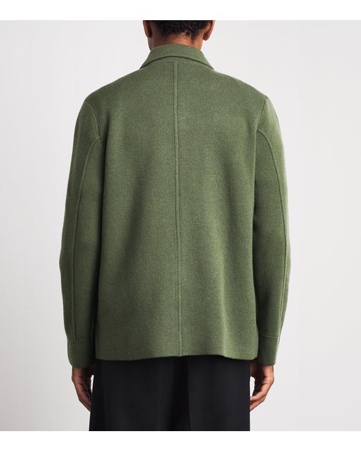 Allude Green Virgin Wool-Cashmere Overshirt for men