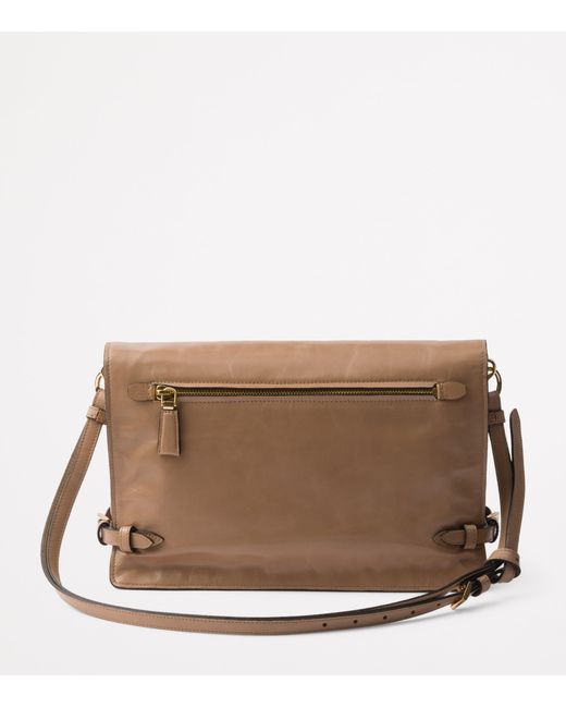 Prada Brown Medium Leather Flap Shoulder Bag