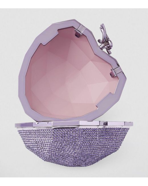 Jimmy Choo Purple Crystal-embellished Heart Clutch Bag