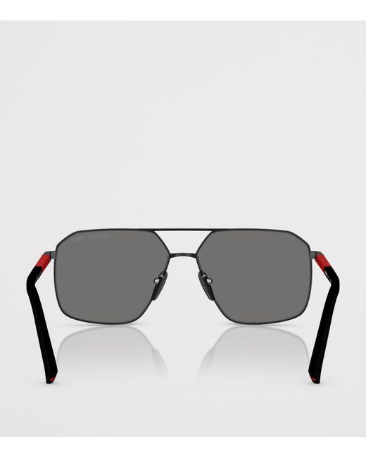 Prada Linea Rossa Gray Metal A50S Aviator Sunglasses for men