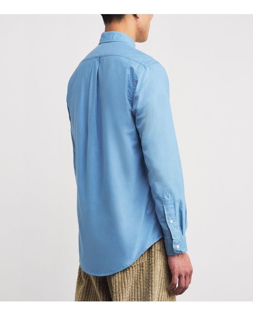 Polo Ralph Lauren Cotton Custom Fit Oxford Shirt in Blue for Men | Lyst UK
