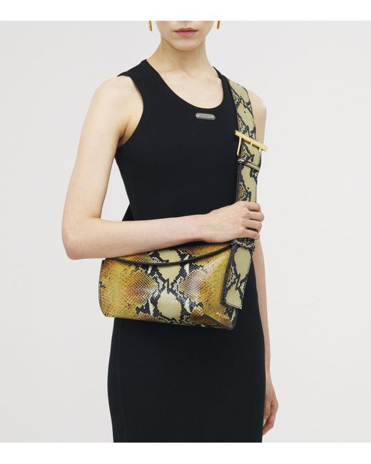 Alexander McQueen White Python-Effect Leather T-Bar Sling Cross-Body Bag
