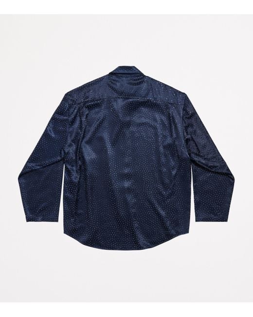 Balenciaga Blue Satin Crystal-Embellished Shirt
