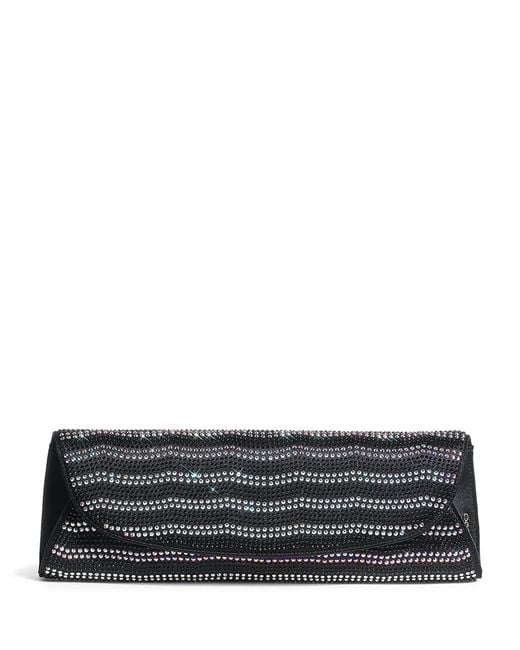 Rodo Black Satin Wave Embellished Clutch Bag