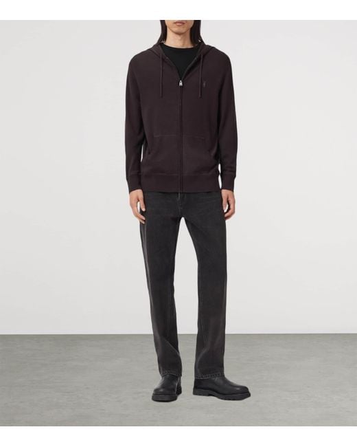 AllSaints Blue Merino Wool Mode Hoodie for men