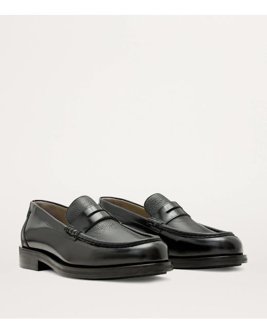 AllSaints Black Leather Bloom Loafers