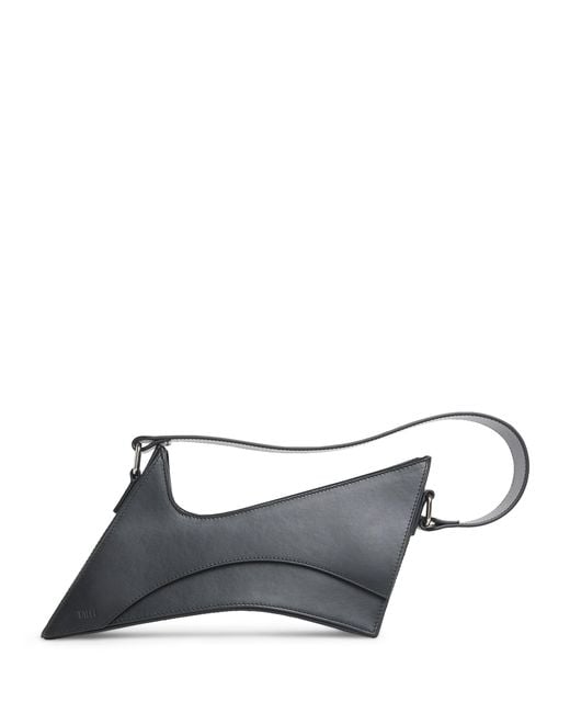 TALEL PARIS Black Leather Wave Shoulder Bag