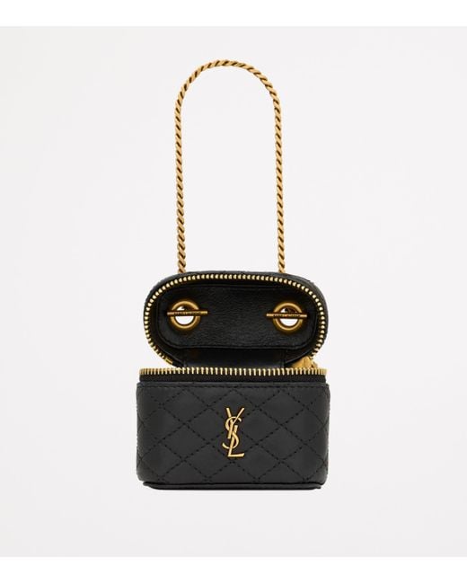 Saint Laurent Black Gaby Vanity Micro Quilted Leather Shoulder Bag
