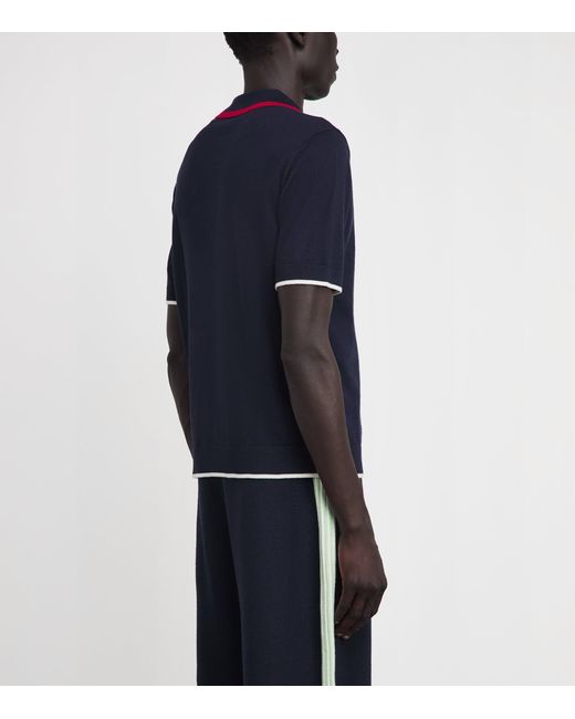 Casablanca Blue Merino Polo Sweater for men