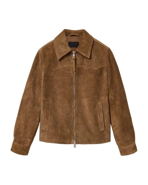 AllSaints Brown Suede Dellcot Jacket for men
