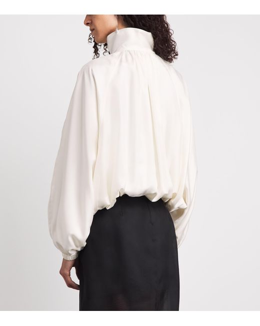 Rohe White Silk Blouson Anorak Blouse