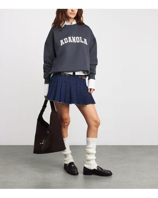 ADANOLA Blue Oversized Varsity Sweatshirt