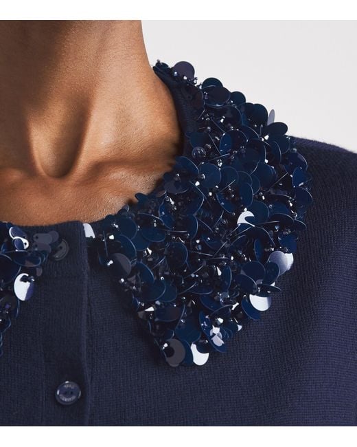 Ulla Johnson Blue Merino Wool Embellished Anna Cardigan
