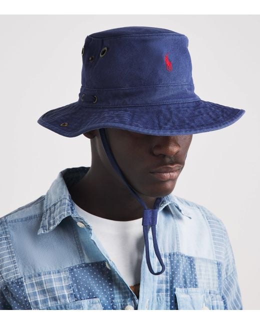 Polo Ralph Lauren Blue Cotton Polo Pony Bucket Hat for men