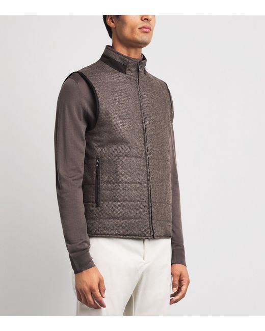 Corneliani Brown Wool-Cashmere Reversible Gilet for men