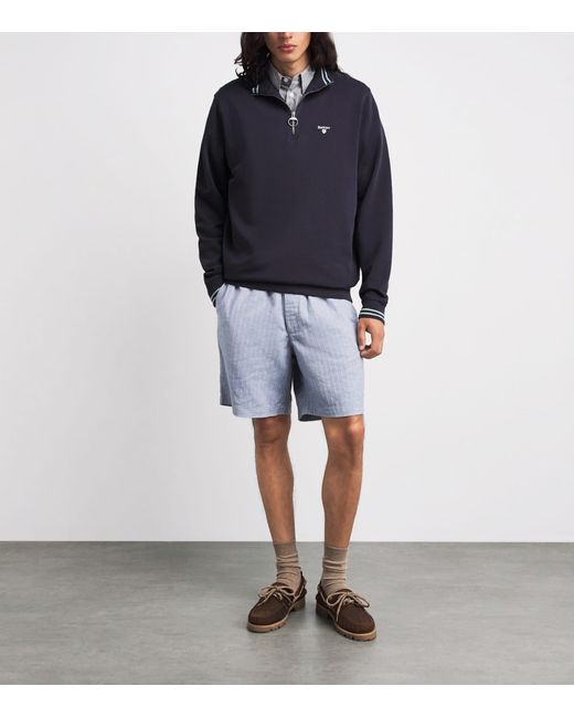 Barbour Blue Quarter-Zip Rosford Sweatshirt for men