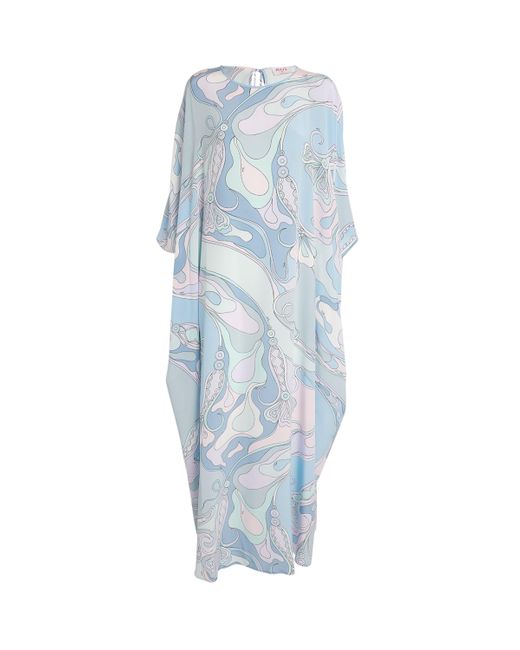 Emilio Pucci Blue Silk Kaftan Maxi Dress