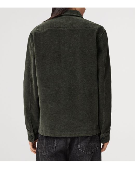 AllSaints Green Corduroy Hawker Overshirt for men