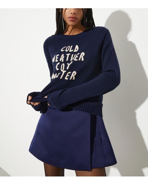 MAX&Co. Blue Wool-Cashmere Embroidered Sweater