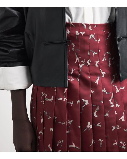 Altuzarra Red Pleated Monti Midi Skirt