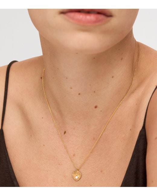 Monica Vinader Metallic Vermeil And Pearl Capri Disc Necklace