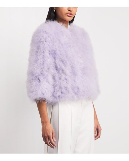 Yves Salomon Purple Feather Cropped Jacket