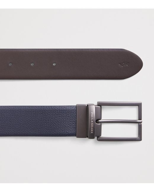 Paul & Shark Blue Leather Reversible Belt for men