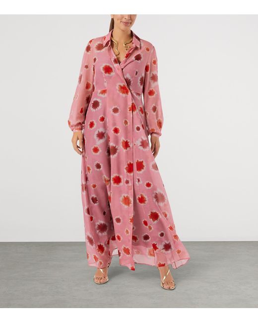Marina Rinaldi Pink Cotton-Silk Maxi Shirt Dress