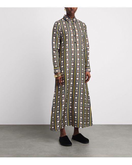 LaDoubleJ Natural Silk Printed Maxi Shirt Dress