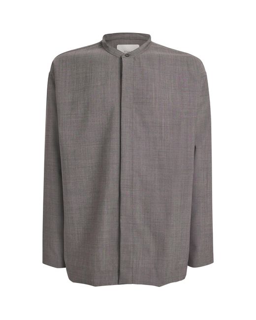 Studio Nicholson Gray Wool Grandad-Collar Shirt for men