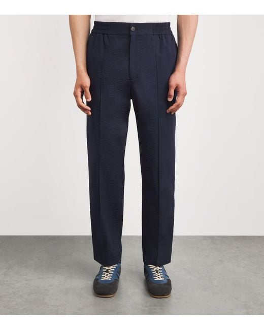 A.P.C. Blue Cotton Pleated Trousers for men