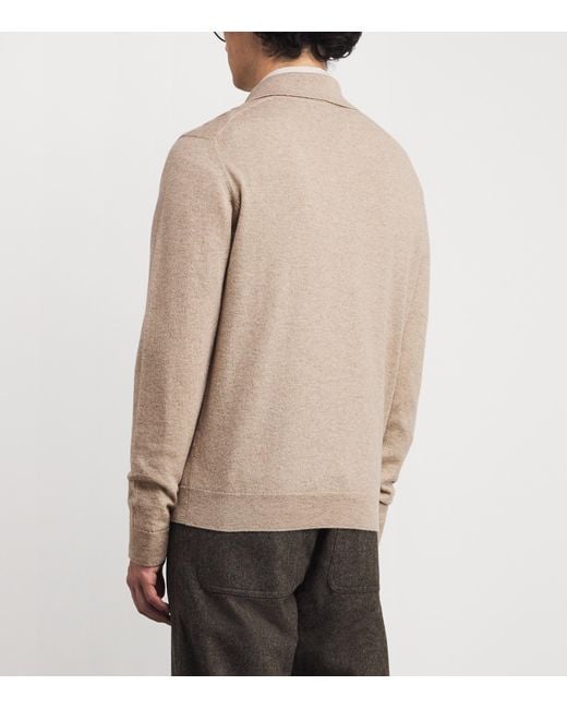 Harrods Natural Cashmere Polo Sweater for men