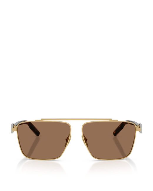 Dolce & Gabbana Brown Metal Square Sunglasses for men
