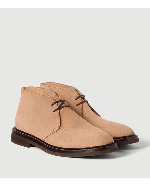 Brunello Cucinelli Brown Suede Chukka Boots for men