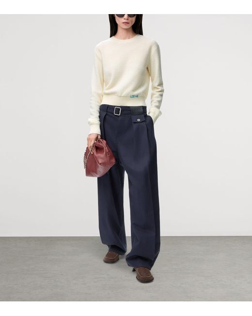 Loewe White Wool-Blend Embroidered Sweater