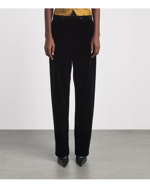 Khaite Black Velvet Hunter Straight Trousers