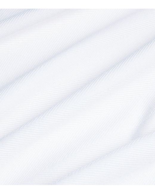Dunhill White Cotton Herringbone Polo Shirt for men