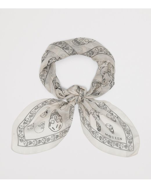McQueen Metallic Silk Painted Skull Scarf