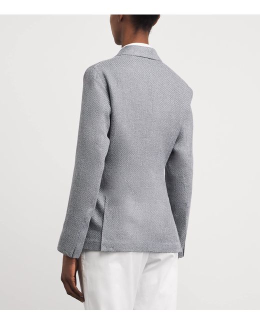 Eleventy Gray Double-Breasted Blazer