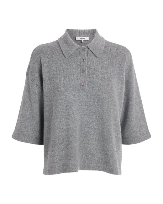 FRAME Gray Cashmere The Academy Polo Shirt