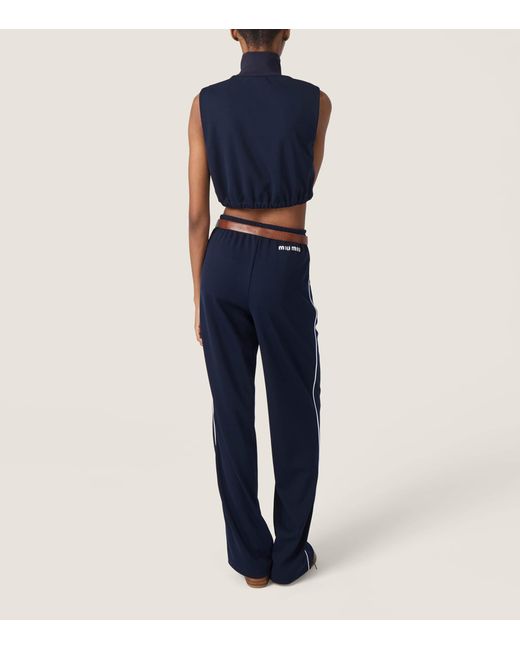 Miu Miu Blue Technical Logo Crop Top