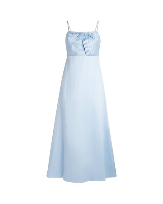 Sandro Blue Satin Maxi Dress