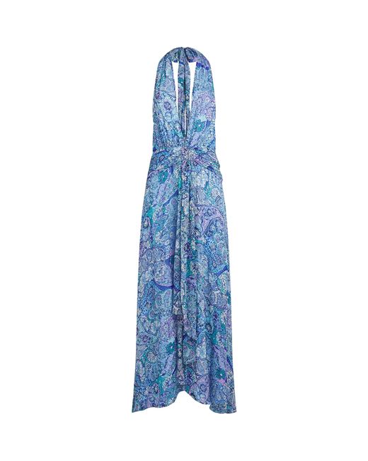 Rixo Blue Chiffon Alaina Maxi Dress