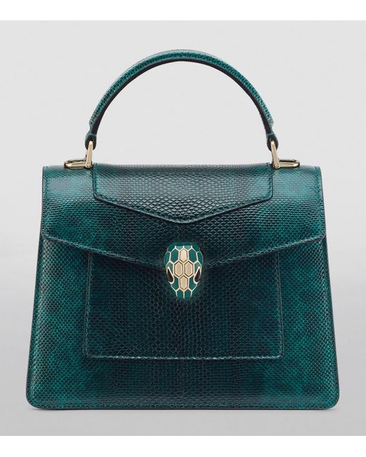 BVLGARI Blue Karung Leather Serpenti Forever Top-Handle Bag