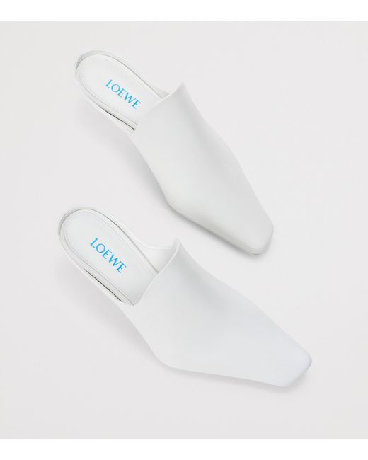 Loewe White Lambskin Emily Heeled Mules 45