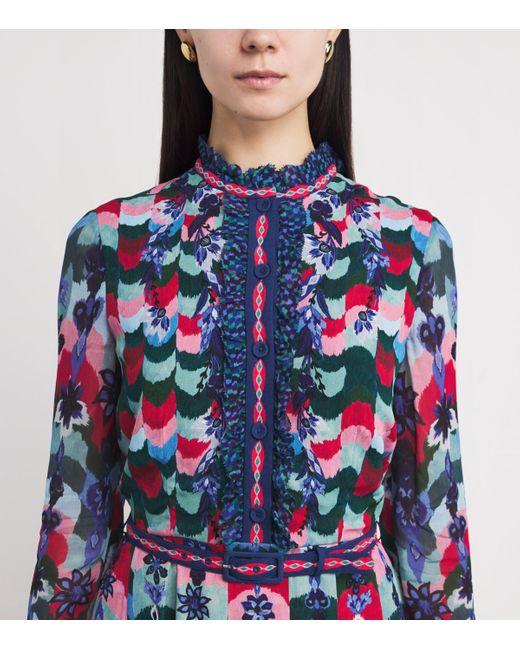 Saloni Blue Emilia Midi Dress