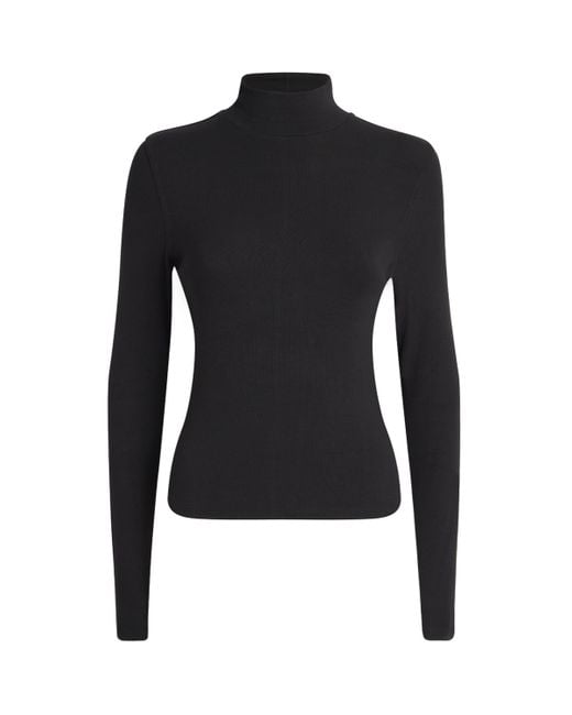 FRAME Black Modal Ribbed Rollneck Sweater
